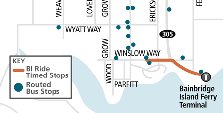 Downtown Winslow Routed Bus Stops Map