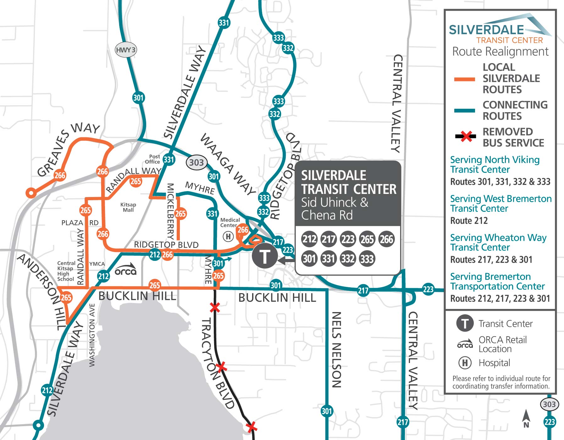 New Silverdale Transit Center route realignment 