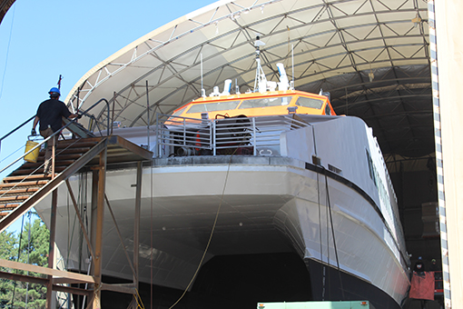 Fast ferry in dry dock