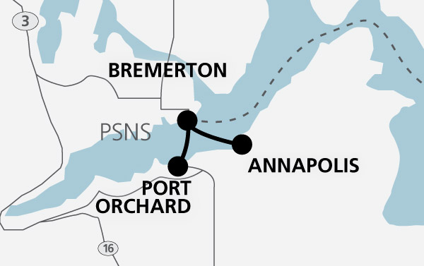 Map of Bremerton Port Orchard and Annapolis Ferry Routes