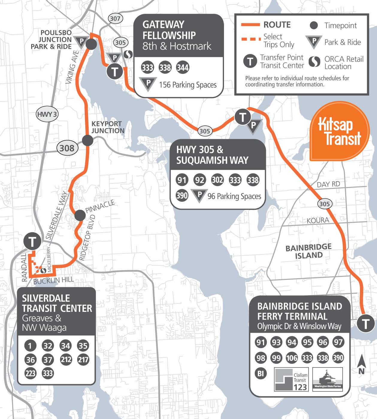 Route 333 - Silverdale/Bainbridge Map