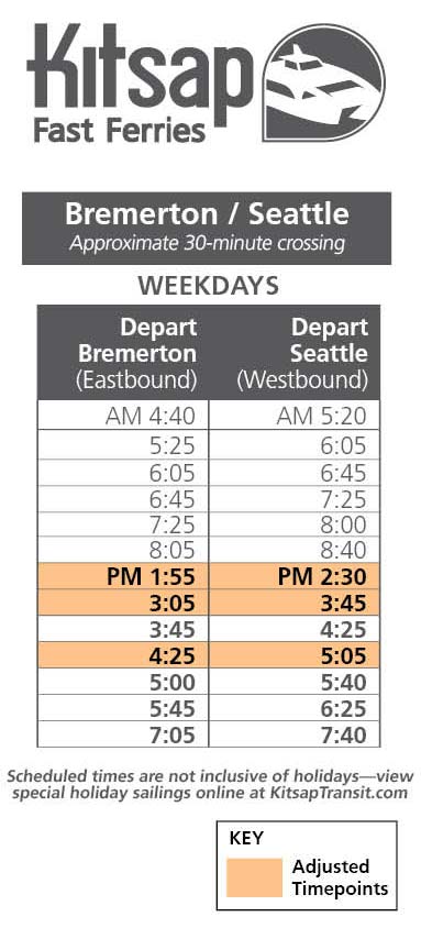 Rider Alert: Bremerton Fast Ferry & Route 301 Schedule Change