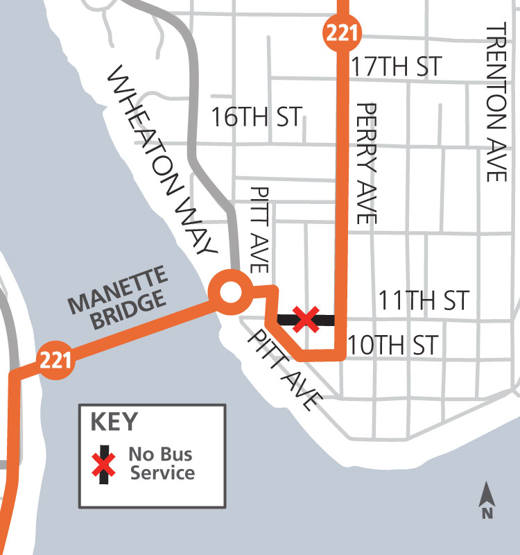 Route 221 Detour Map - 11th street Road Closed May through September