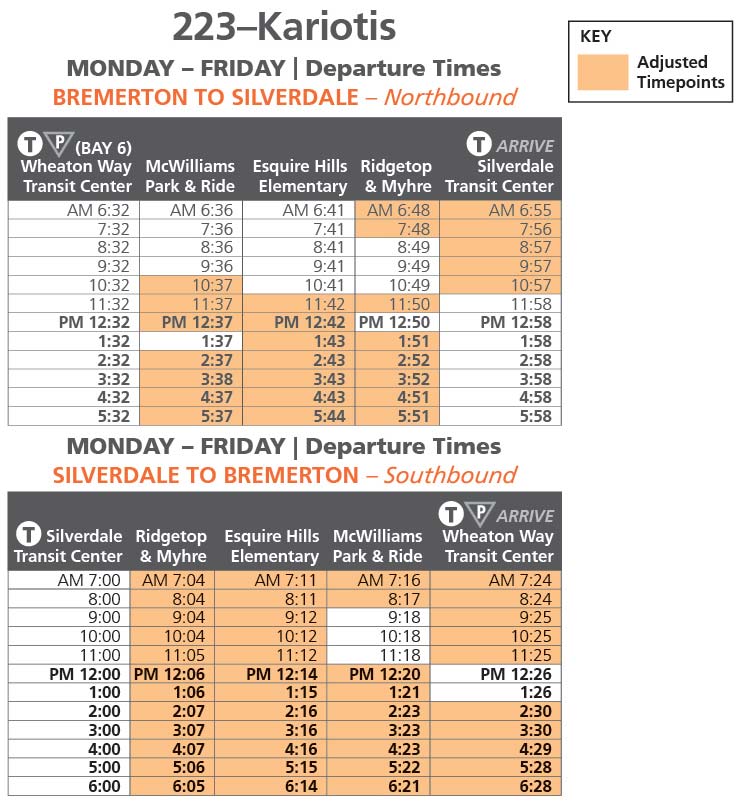 Rider Alert Route 223Kariotis Schedule Change