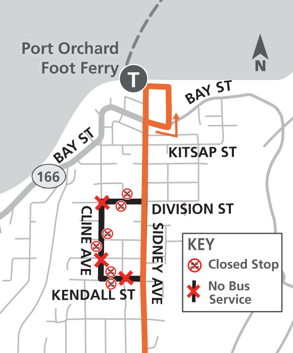 Routes 4 and 5 Division Street Detour - Map. No service along Cline, Kendall or Division St from 9AM to 11AM