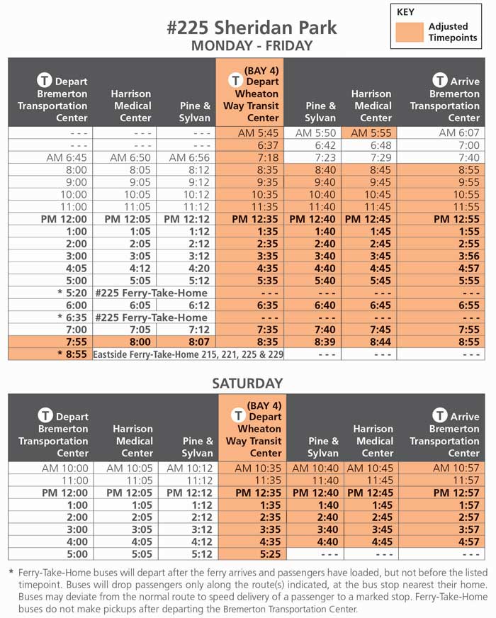 Route 225 December 2 Schedule Change