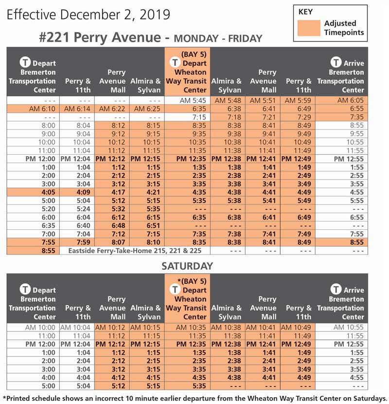 Route 221 Dec 2 Schedule Change