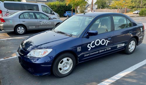 Image of two SCOOT cards in a parking lot